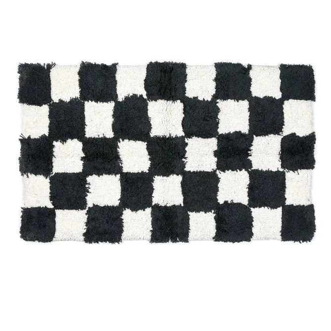 Checkerboard Black Bath Rug